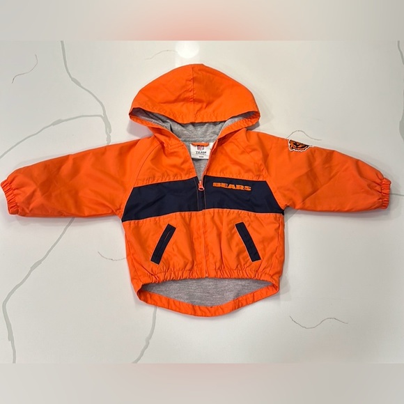 NFL Other - NFL Chicago bears hooded jacket windbreaker size 18 months orange navy blue 🐻🏈